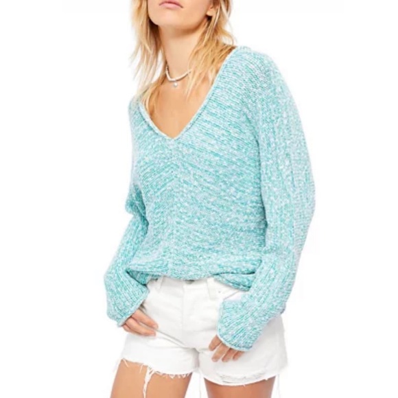 Free People Sweaters - FREE PEOPLE l Adriatic Sea Bright Lights V-Neck Sweater New! Size XS/S/M
